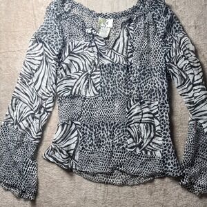 ICE Silk Animal Print Patchwork Sheer Top IndieSleeze Whimsigoth Witchy Grunge